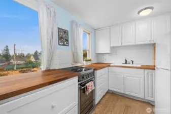 Enjoy westerly views from these large windows.