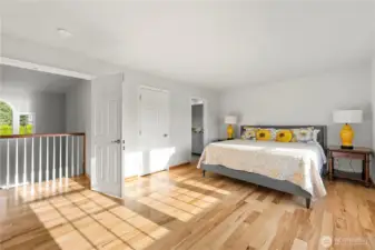 Primary Suite #1. Enter Through French Doors. Includes Walk-in Closet- With Built-in Shelving & Cabinets.  FULL 5 PC. PRIMARY BATH SUITE.