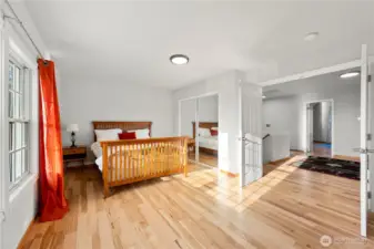 Bedroom Suite #2: Upper NW Side of Home. Enter Through French Doors, Offers Own Full Bathroom and Closet.  Views of Saratoga Passage From the Window.