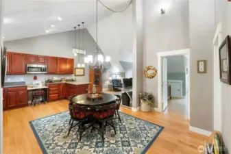 Vaulted ceilings in the 2nd family, kitchen & dining room.