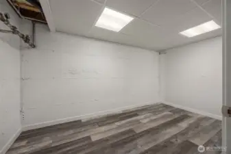 One of the large storage rooms in the basement