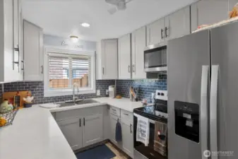 Sleek stainless steel appliances
