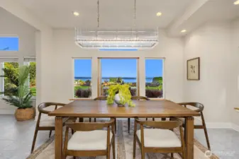 Dining room frames the view
