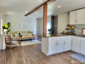 Side view from kitchen wall area where fridge will be positioned