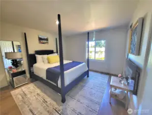 Main bedroom, electric fireplace