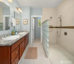 En Suite master bath with walk-in shower.