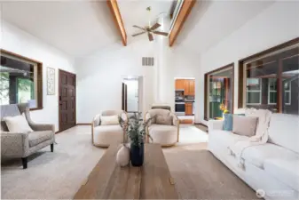 2 fireplaces in living space for both heat source and comfort.