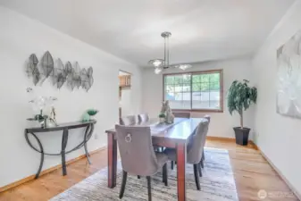 Dining room with great wall space for all of your furniture.