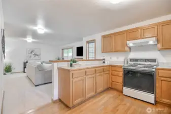 Open and spacious kitchen and rec room.