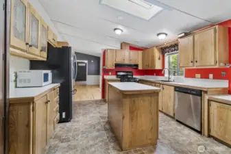 Kitchen with cabinets and island