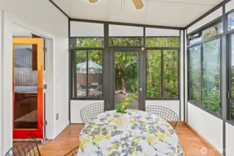 Looking towards the patio from the sunroom.