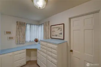 Primary suite with walk in closet and dressing room.