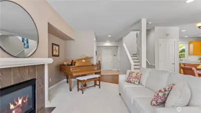 Formal Living Room showing the Entry and Dining Area to the Right.