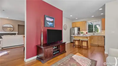 Family Room with Designer Paint and New Flooring!