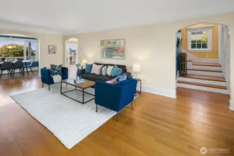 Living room looking toward front entry and dining room