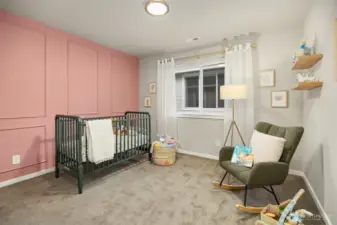 Upper Bedroom #3 has trim detail for interest.