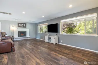 Cozy gas fireplace too.