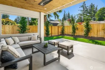 Secluded outdoor covered living area