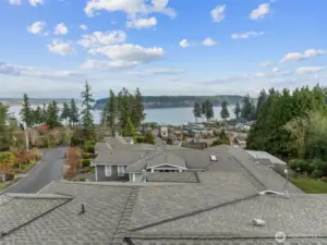 Sweeping Sound views including the Tacoma Narrows, Point Defiance, Commencement Bay, Vashon Ferry, Vashon Island  from this in-town location—an elevated vantage point capturing the quintessential Gig Harbor lifestyle.