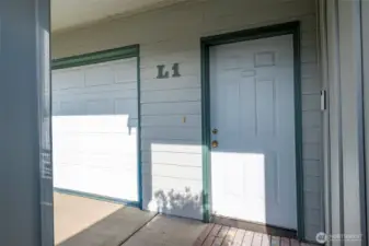 Front door and garage door.