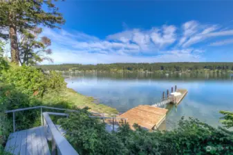 Gated landing and stairs to dock