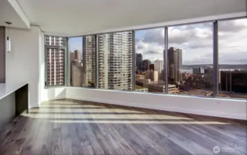 Living/Dining/Kitchen open living space - all with spectacular view