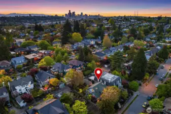 Aerial shot looking to the NW. 34th Ave S in the foreground on the right and note alley behind the house.