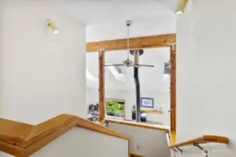Upstairs hallway overlooking the living / dining areas