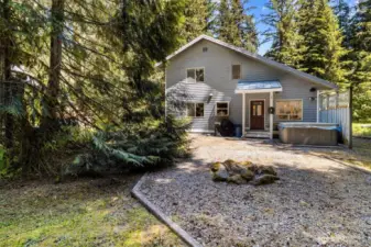 Backyard w/ Hot Tub, fire pit + storage shed