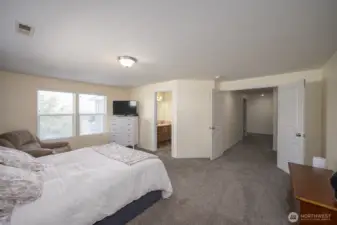 Primary bedroom with primary bathroom