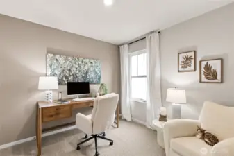 Guest bedrooms perfect for sleep space or home office. Photo is representational. Actual home is under construction. Colors, materials, and features may vary. See site agent for details.