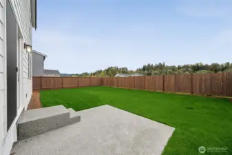 All homes feature a back patio. Yard is for representation only. Yard size will VARY.