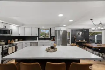 Oversized island is perfect for entertaining