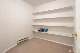 Storage room inside condo.