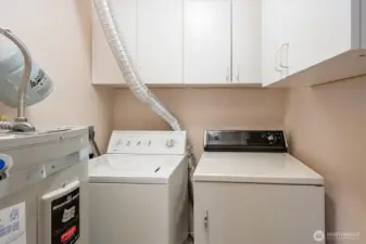 Laundry room next to storage room.