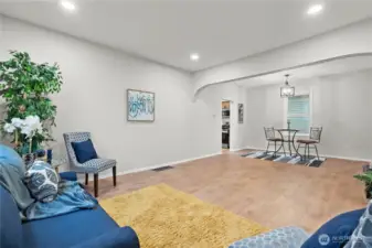 View from Living Room facing Dining and Kitchen