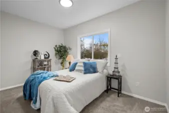Main Floor Primary Bedroom w/New Paint, Windows, Lighting, Carpet.