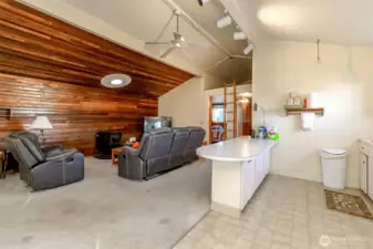 Open area for kitchen & living area. Can also see the loft area!