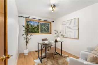 The third bedroom can easily flex into an office, workout room, or playroom