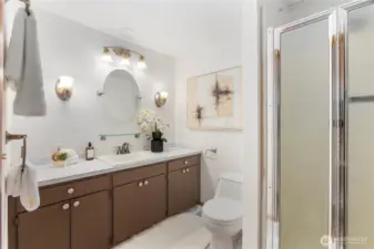 The second 3/4 bathroom with walk-in shower ready to customize to your style