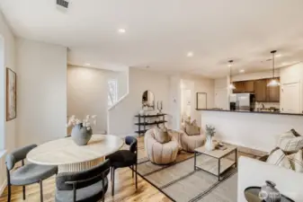 Open Concept Kitchen, Living & Dining Rooms