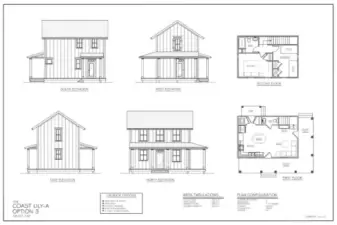 Elevation and floorplan as upgraded wrap-around-porch