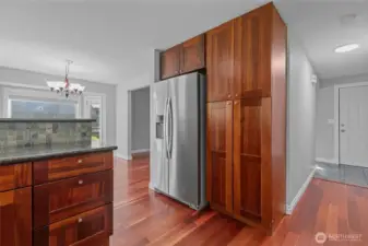 Beautiful Solid Cherry Wood Cabinets and Hardwood Flooring