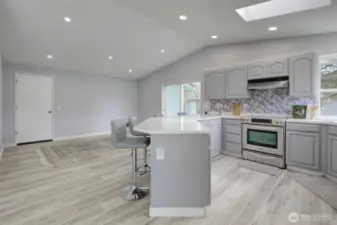 Kitchen with eating space and dining room