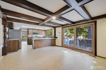 View from eating area towards the kitchen