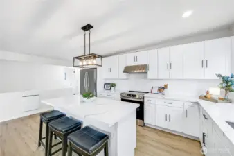 There is no shortage of counter and cabinet space.