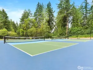 Enjoy tennis & pickleball on the community courts