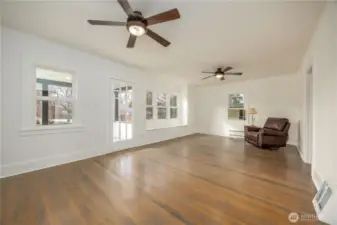 Large living room combination dining room is the first room entered from the original front door.