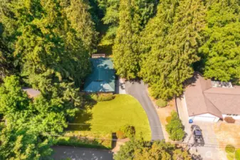 Very private home, nestled below the street