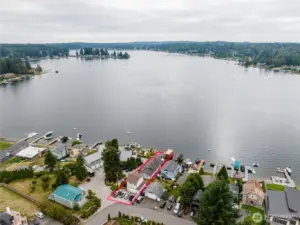 Approx. lot lines and view of Lake Goodwin.
